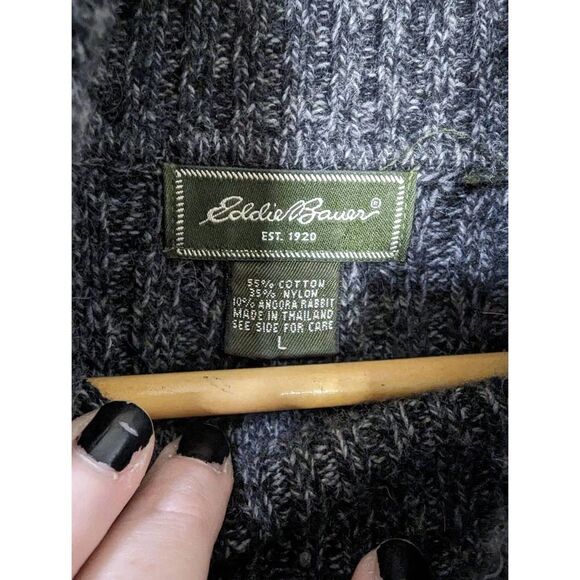 Eddie Bauer Gray Ribbed Knit Long Sleeve Turtleneck Sweater - Size L - Picture 4 of 5